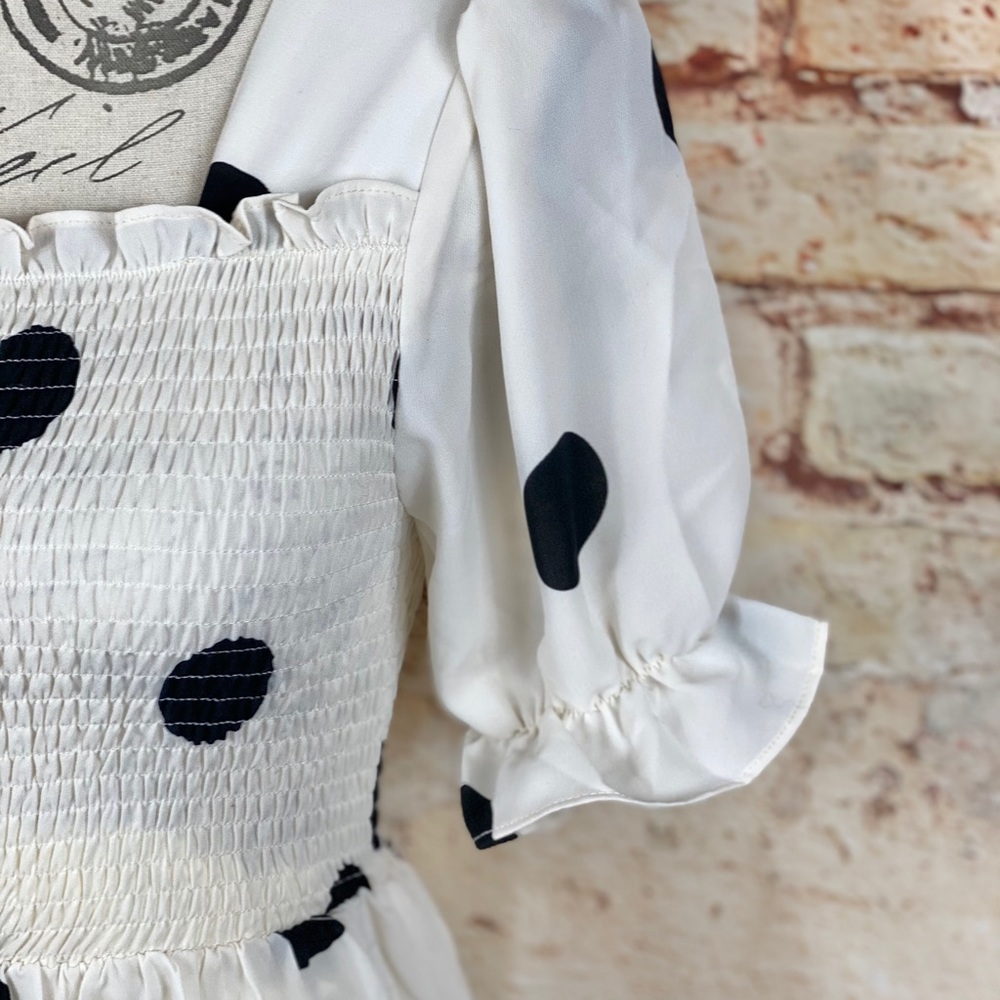 ❌Boutique NWT White Rockabilly 50s Polka Dot Dress - Picture 7 of 11